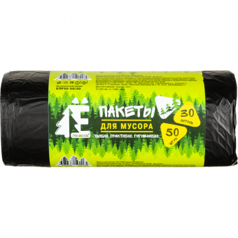 Мешки для мусора, 30л, рулон 50 шт., черные ТМ Елка  "Ромашка"