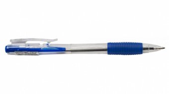Ручка шариковая Silwerhof CLICK GRIP, автоматическая, 0.7 мм, резиновый держатель, синий