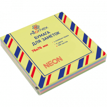 Блок самоклеющийся Workmate 76x76мм, 100л, 4-цветная, 70г/м, OFFICE LINE