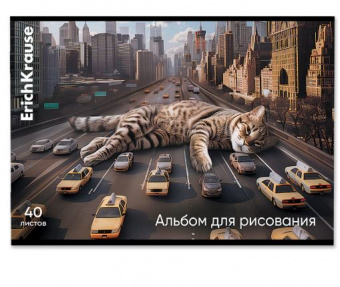 Альбом для рисования на скобе ErichKrause Big City Cats, А4, 40 листов (рисунок ассорти)