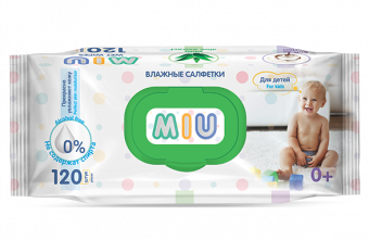 Салфетки влажные "MIU" для детей с экстрактом алоэ 120шт.