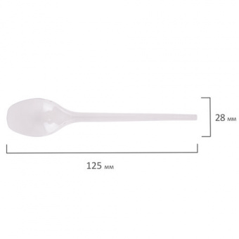 Ложка чайная одноразовая 125мм, полистерол прозрачная, КОМПЛЕКТ 100 шт., ЭТАЛОН, WELDAY (ВЭЛДЭЙ)