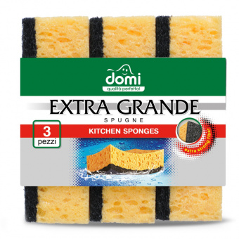 Губки для посуды DOMI «Extra Grande», 117×75×38 мм, поролон, 3 шт.