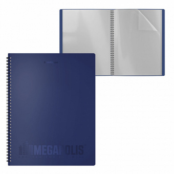 Папка файловая пластиковая на спирали ErichKrause MEGAPOLIS, c 40 карманами, A4, синий