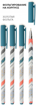 Ручка масляная LOREX PASTEL FAUVISM SLIM SOFT синяя 0,5 мм, ассорти круглый корпус, покрытие ultra-soft touch, игольчатый наконечник