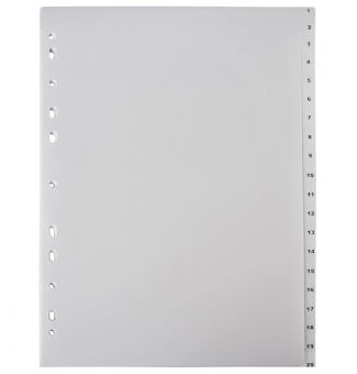 Разделитель пластиковый ОФИСМАГ, А4, 20 листов, цифровой 1-20, оглавление, серый