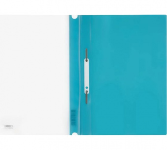 Папка-скоросшиватель А4 180 мкм пластик. перф. СТАММ, бирюзовая с прозр. верхом