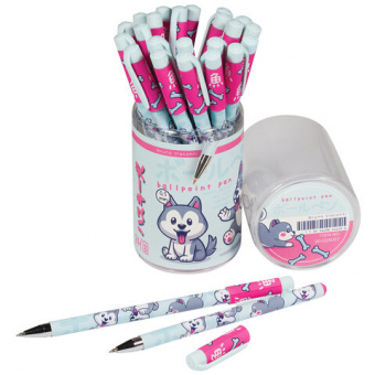 Ручка шариковая BRUNO VISCONTI HappyWrite "Kawaii.Щеночек" синяя, 0,5 мм, линия 0,38 мм,
