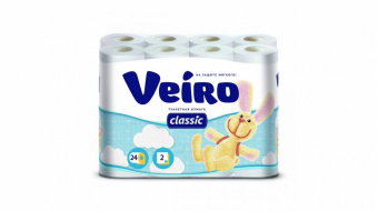 Туалетная бумага VEIRO Classic 2сл., 24рул/упак, белая