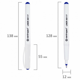 Ручка капиллярная (линер) синяя CENTROPEN "Liner", трехгранная, линия письма 0,3мм
