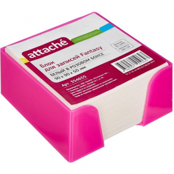 Блок для записей непроклеенный ATTACHE «Fantasy», куб 9 × 9 × 5 см, белый, розовый бокс