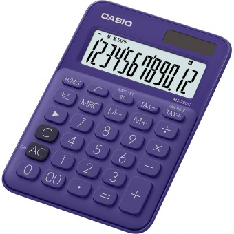Калькулятор настольный Casio MS-20UC-PL, 12 разрядов, двойное питание, фиолетовый