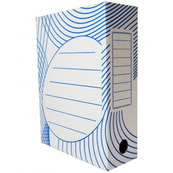 Короб архивный А4, 120 мм, разборный, картон, бело-синий