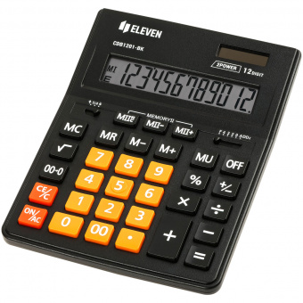 Калькулятор 12р Eleven CDB-1201 BK/OR черный/оранж
