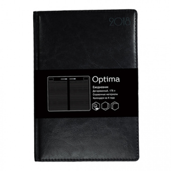 Ежедневник датированный «Optima» на 2018 год, А5, искусственная кожа, 176 л, черный