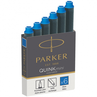Картриджи чернильные Parker «Cartridge Quink Min», комплект 6 шт, синие