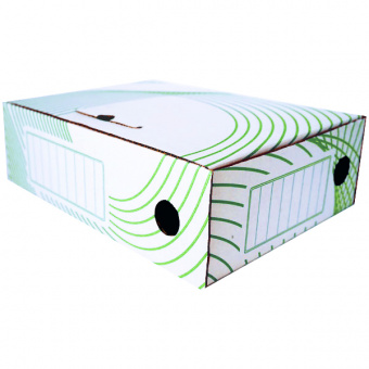 Короб архивный А4, 100 мм, картон, бело-зеленый
