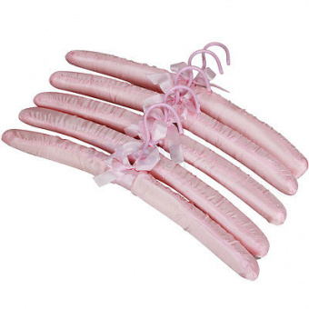 Вешалка-плечики, атлас, длина 47,5 см, ширина 3,0 см, цвет розовый