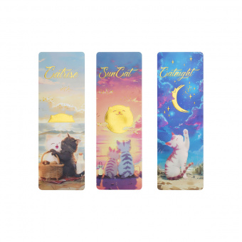 Закладки для книг, 3шт., 135*45мм, MESHU "Sun Cat"