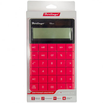 Калькулятор настольный Berlingo CI 100, 12 разрядов, двойное питание, розовый
