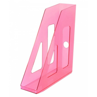 Лоток вертикальный для бумаг СТАММ «Актив», ширина 70 мм, тонированный, розовый