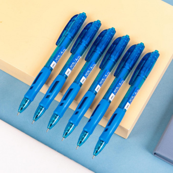 Ручка шариковая автоматическая DELI ARRIS, синяя, 0,7мм, с резиновым грипом