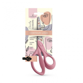 Ножницы LOREX PEACHY CONTOUR LOVE 170 мм розовые, эргономичные ручки пластиковые, с принтом на лезвиях