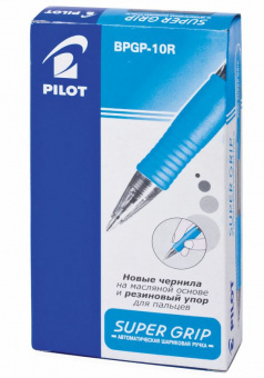 Ручка шариковая масляная автоматическая с грипом PILOT "Super Grip", СИНЯЯ, узел 0,7 мм, линия письма 0,21 мм