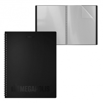 Папка файловая пластиковая на спирали ErichKrause MEGAPOLIS, c 40 карманами, A4, черный 
