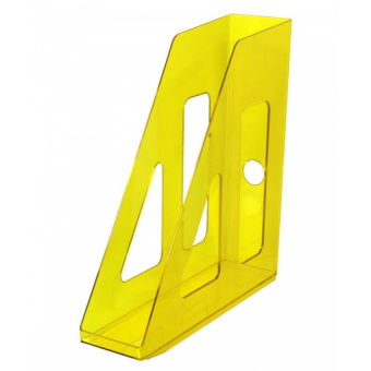 Лоток вертикальный для бумаг СТАММ «Актив», ширина 70 мм, тонированный, желтый