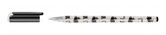 Ручка шариковая на масляной основе LOREX NAUGHTY CAT Slim Soft синяя 0,5 мм, синий круглый корпус, покрытие ultra-soft touch, игольчатый нак