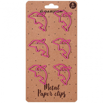 Скрепки металлические "Дельфин" цветн. "Darvish" 6шт/уп (набор), артикул. DV-12159 Скрепки металлические "Дельфин" цветн. "Darvish" 6шт/уп (набор)