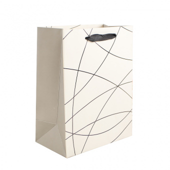 Пакет подарочный «Линии», бежевый, 26 × 10 × 32 см