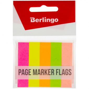 Закладки-флажки самоклеящиеся Berlingo, бумажные, 12 × 50 мм, 5 × 50 шт., неон