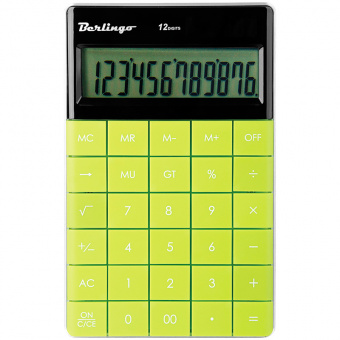Калькулятор настольный Berlingo CI 100, 12 разрядов, двойное питание, салатовый
