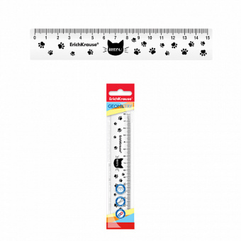 Линейка пластиковая ErichKrause  Meow, 15см, во флоупаке