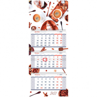 Календарь квартальный OfficeSpace Premium на 2021 год "Уютный завтрак", с бегунком
