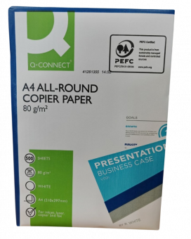 Бумага для офисной техники белая "Q-Connect All Round" формат А4, марка С+, 80г/м 500л/пач.