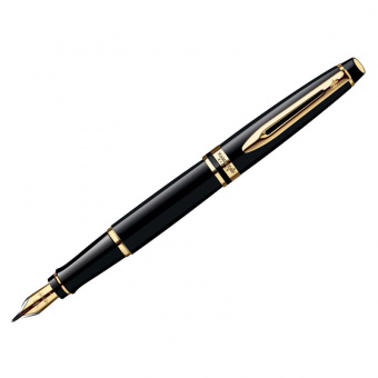 Ручка перьевая Waterman «Expert Black GT» перо F, черный/золото корпус