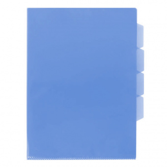 Папка-уголок пласт. А4 3отд. с раздел. inФормат 0.15мм синяя