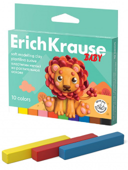Пластилин мягкий ErichKrause Baby на растительной основе с Алоэ Вера 10 цветов, 150 г