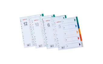 Разделитель листов 1-10 А4, цифровой, пластиковый, цветной