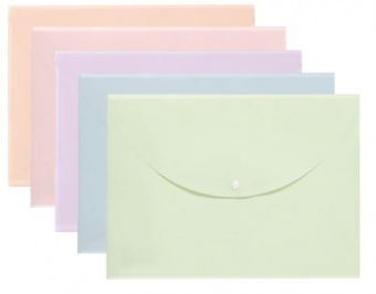 Папка-конверт на кнопке Deli Colorful ассорти пастель, А4 330*237 мм, 8мм, 0.16мм, полипропилен