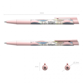 Ручка шариковая автоматическая ErichKrause ColorTouch Matic&Grip Flora 0.7, цвет чернил синий