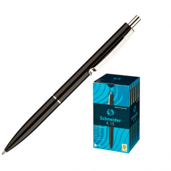 Ручка шариковая автоматическая Schneider "К15", синий стержень, корпус черный