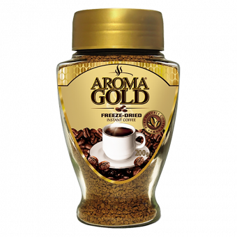 Кофе растворимый AROMA «Gold», сублимированный в гранулах, 200 г., стеклянная банка
