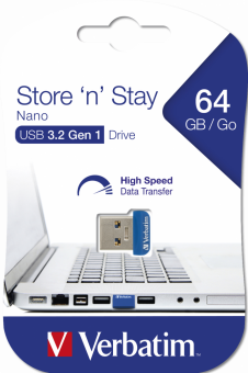 Флеш накопитель USB Drive 3.0 Verbatim StoreNStay Nano, 64 Гб