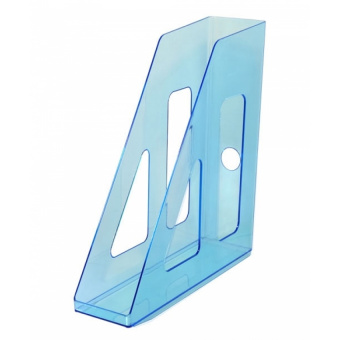 Лоток вертикальный для бумаг СТАММ «Актив», ширина 70 мм, тонированный, синий
