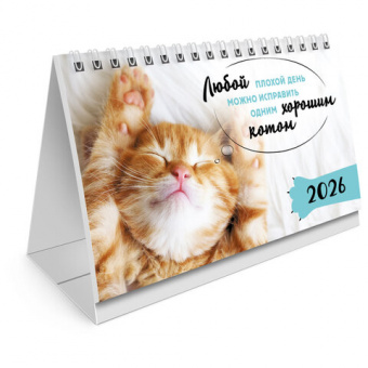 Календарь-домик настольный на гребне, 2026 г., BRAUBERG, 160×110 мм, 6 листов, «Котики»