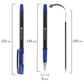 Ручка шариковая маслянная BRAUBERG "i-Rite GT PRO", синяя, узел 0,4 линия 0,2, стержень 140мм